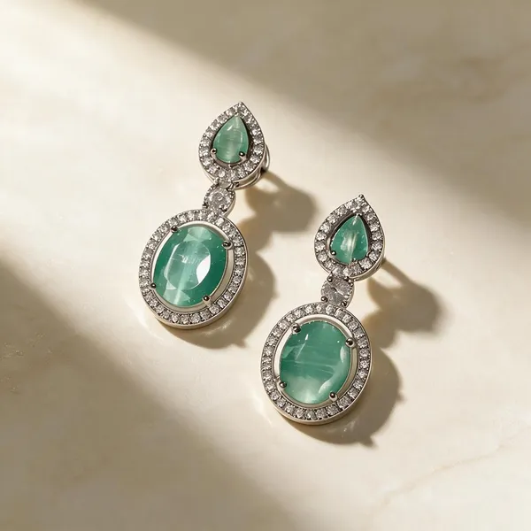 White_And_Green_Metal_Alloy_Earring_For_Women