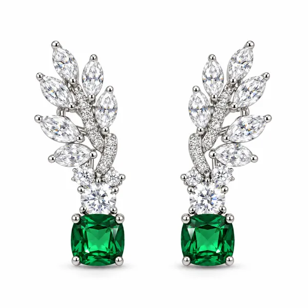 White_And_Green_Metal_Alloy_Earring_For_Women