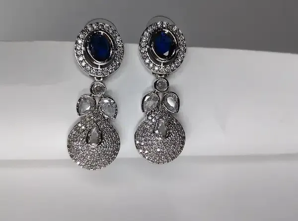 White_And_Blue_Metal_Alloy_Earring_For_Women