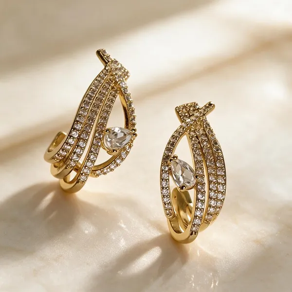 Gold_Metal_Alloy_Clear_Stone_Layered_Elongated_Drop_Earrings_For_Women