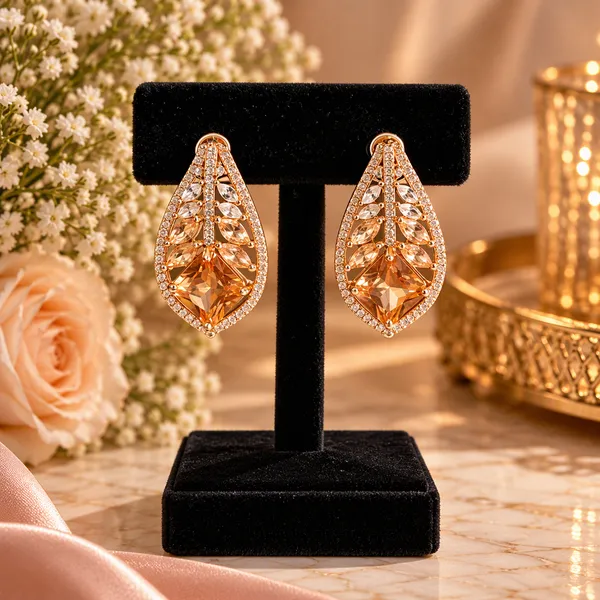 Golden_Teardrop_Crystal_Earrings_For_Women