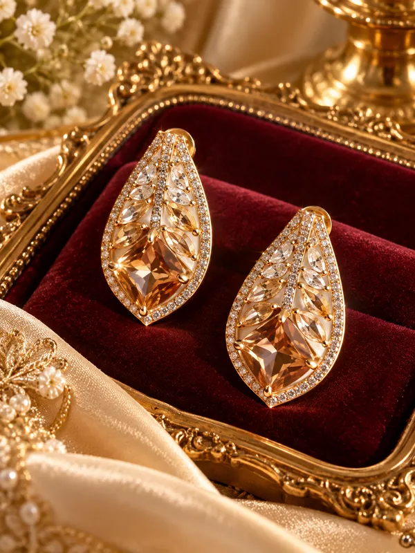 Golden_Teardrop_Crystal_Earrings_For_Women
