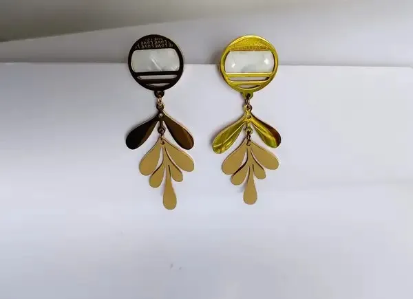 Gold_Metal_Alloy_Round_Top_Layered_Leaf_Drop_Earrings_For_Women