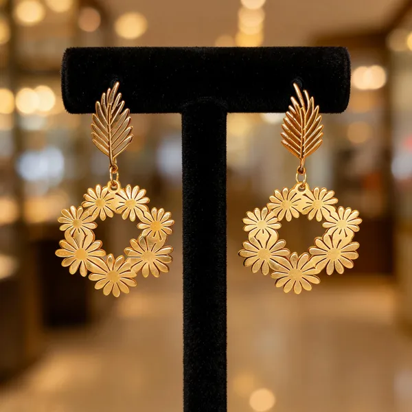 Gold_Metal_Alloy_Leaf_Floral_Motif_Drop_Earrings_For_Women