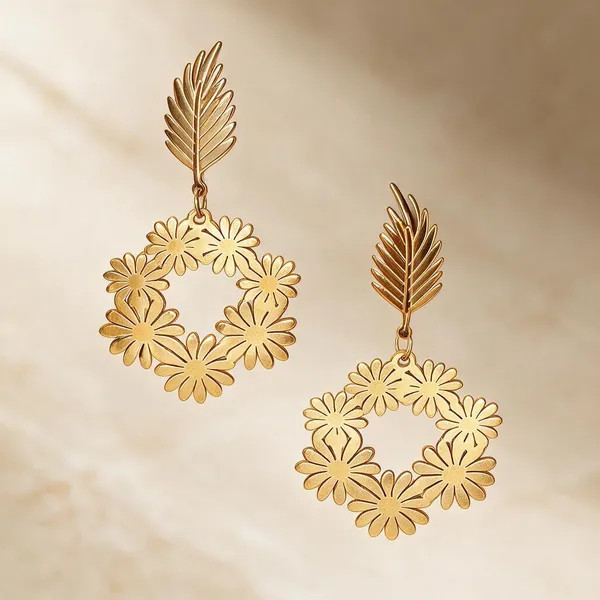 Gold_Metal_Alloy_Leaf_Floral_Motif_Drop_Earrings_For_Women