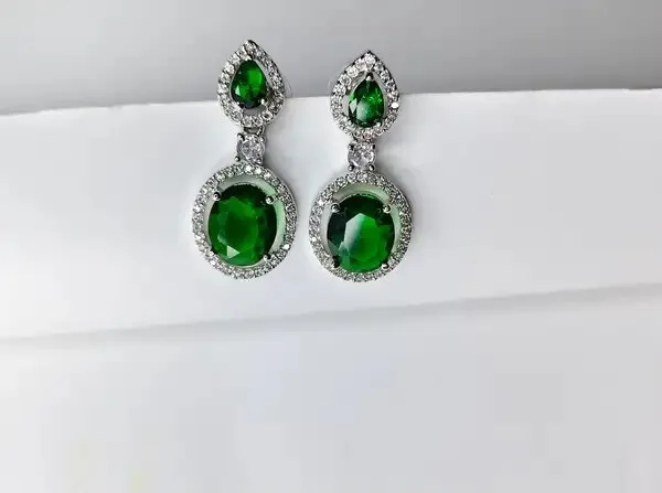 White_And_Green_Metal_Alloy_Earring_For_Women