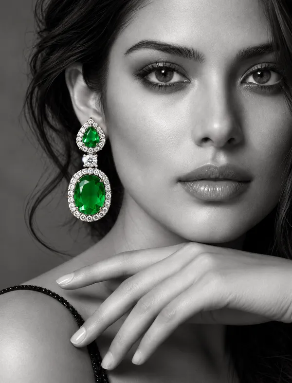 White_And_Green_Metal_Alloy_Earring_For_Women