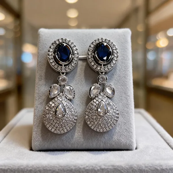 White_And_Blue_Metal_Alloy_Earring_For_Women