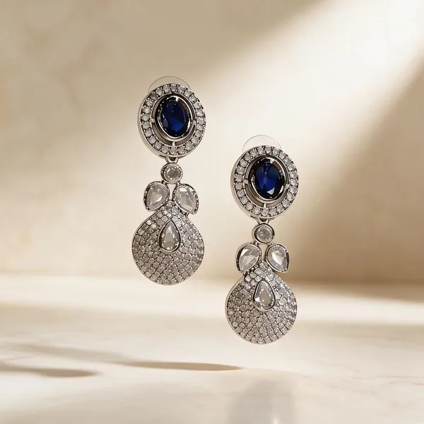 White_And_Blue_Metal_Alloy_Earring_For_Women