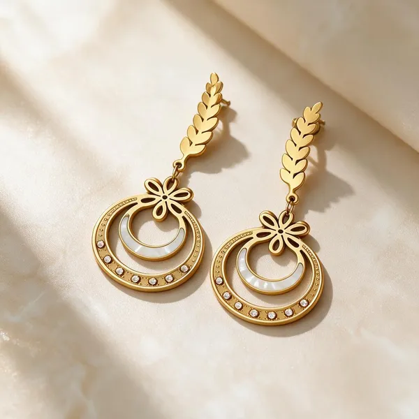 Gold_Metal_Alloy_Leaf_Floral_Stone_Drop_Earrings_For_Women
