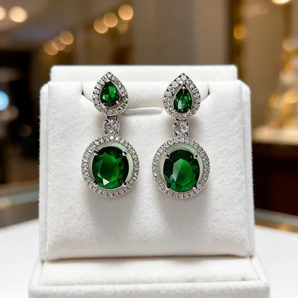 White_And_Green_Metal_Alloy_Earring_For_Women