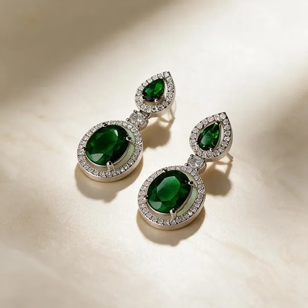 White_And_Green_Metal_Alloy_Earring_For_Women