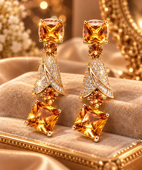 Royal_Amber_Gold-Tone_Diamond-Style_Drop_Earrings