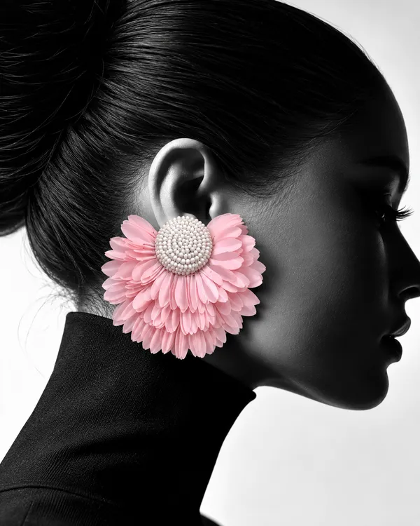 White_And_Pink_Handicraft_Floral_Petal_Drop_Earrings_For_Women