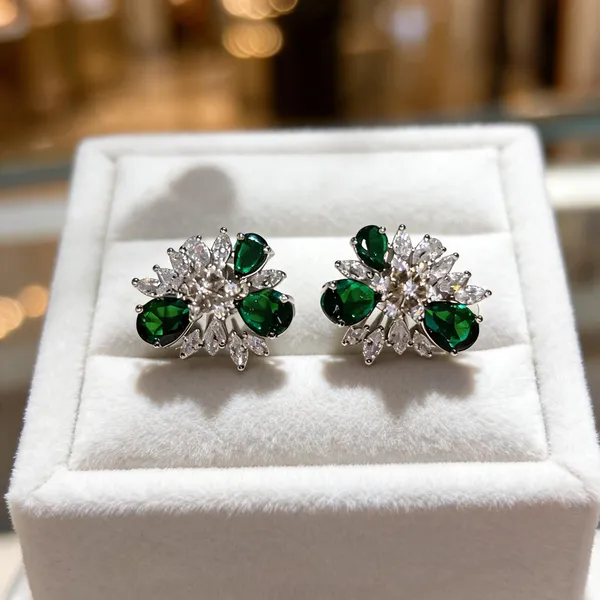 White_And_Green_Metal_Alloy_Earring_For_Women