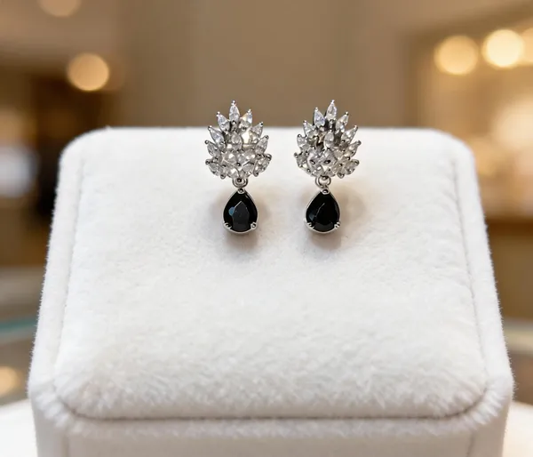 White_And_Black_Metal_Alloy_Earring_For_Women