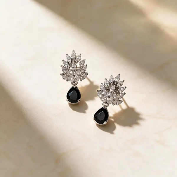 White_And_Black_Metal_Alloy_Earring_For_Women