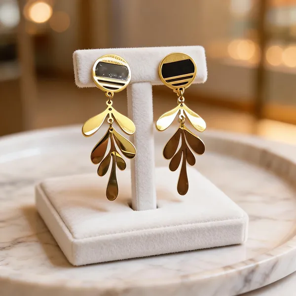 Gold_Metal_Alloy_Layered_Leaf_Drop_Earrings_For_Women