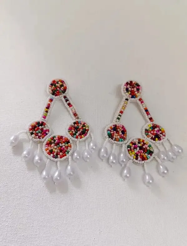 Multicolour_Handcraft_Beaded_Chandelier_Drop_Earrings_For_Women