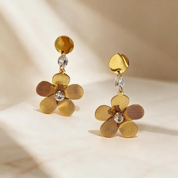 Gold_Metal_Alloy_Floral_Textured_Petal_Dangling_Drop_Earrings_For_Women