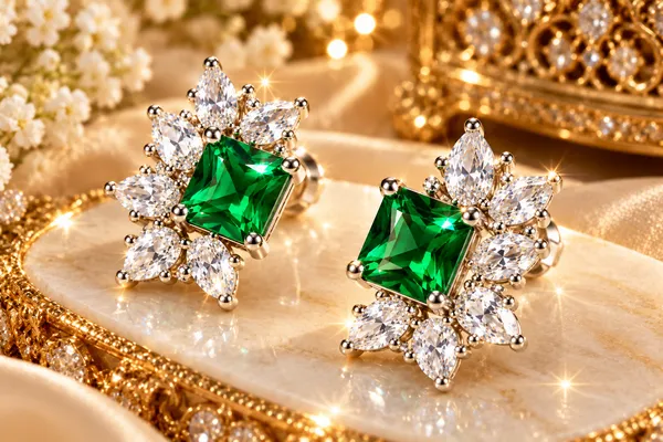 White_And_Green_Metal_Alloy_Earring_For_Women