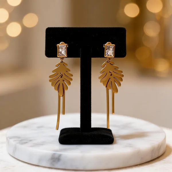 Gold_Metal_Alloy_Clear_Stone_Leaf_Drop_Earrings_For_Women