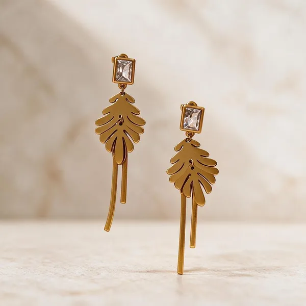 Gold_Metal_Alloy_Clear_Stone_Leaf_Drop_Earrings_For_Women