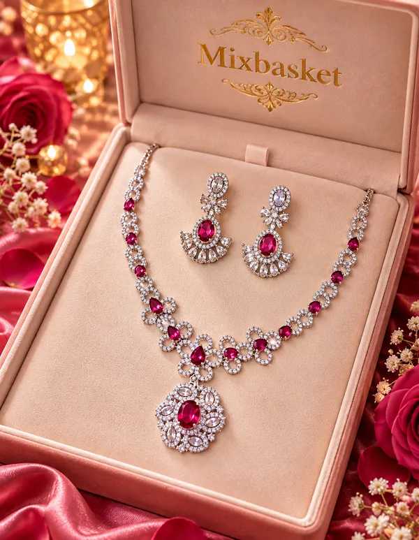 Royal_Ruby_Pink_Pendant_Necklace_Set_with_Earrings_for_women's