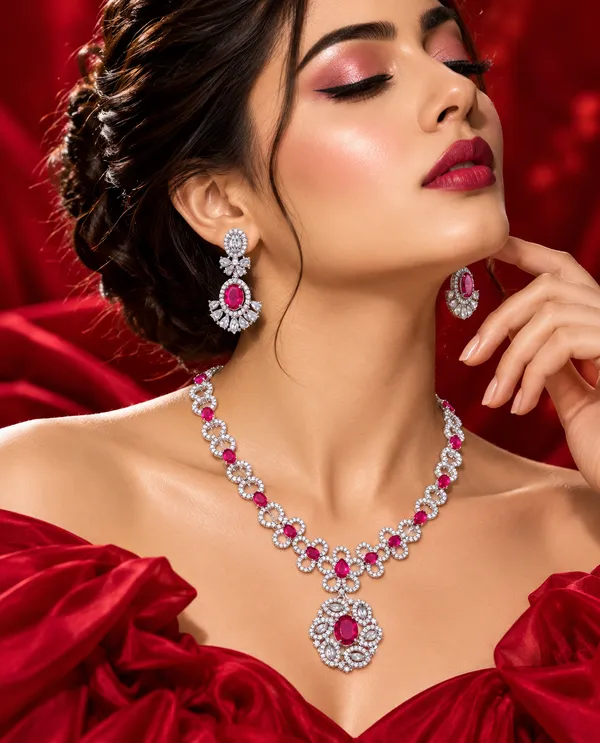 Royal_Ruby_Pink_Pendant_Necklace_Set_with_Earrings_for_women's
