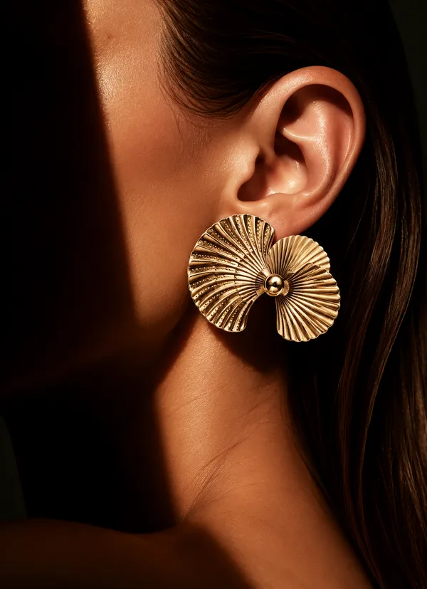 Gold_Metal_Alloy_Fan-Shaped_Sculptural_Drop_Earrings_For_Women