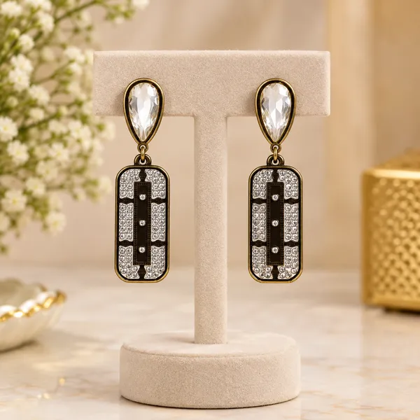 Gold_Metal_Alloy_Oval_Rectangular_Pendant_Drop_Earrings_For_Women