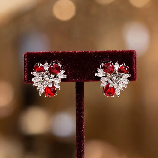 White_And_Red_Metal_Alloy_Earring_For_Women