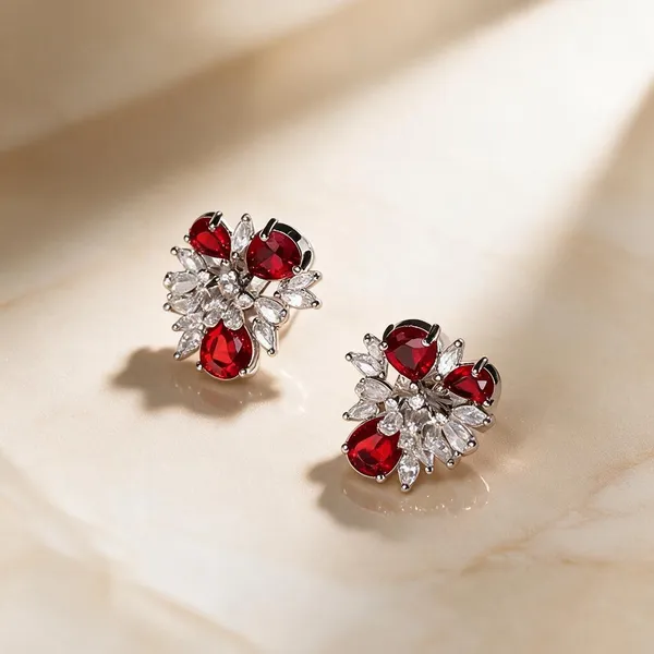 White_And_Red_Metal_Alloy_Earring_For_Women