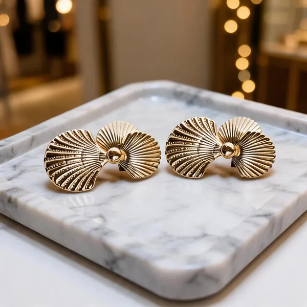 Gold_Metal_Alloy_Fan-Shaped_Sculptural_Drop_Earrings_For_Women