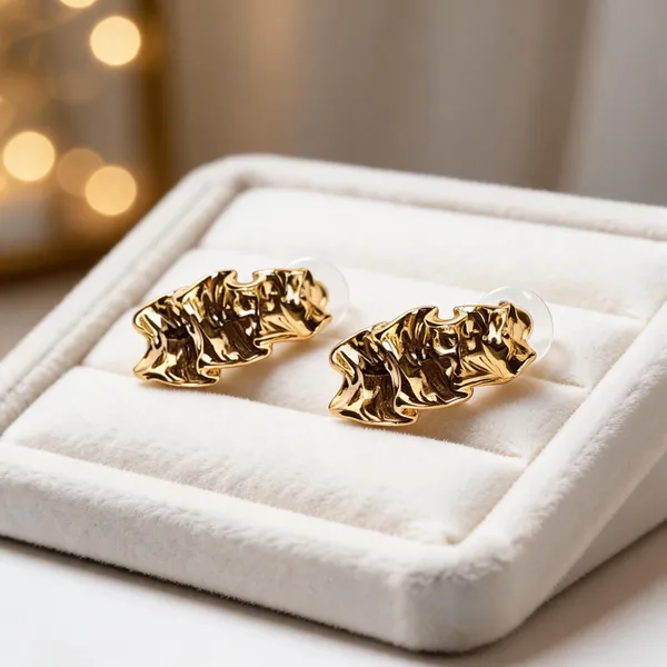 Gold_Metal_Alloy_Textured_Sculptural_Drop_Earrings_For_Women