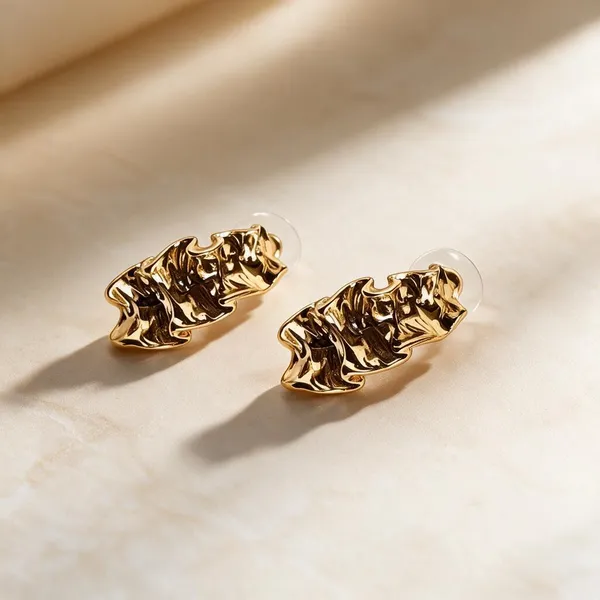 Gold_Metal_Alloy_Textured_Sculptural_Drop_Earrings_For_Women