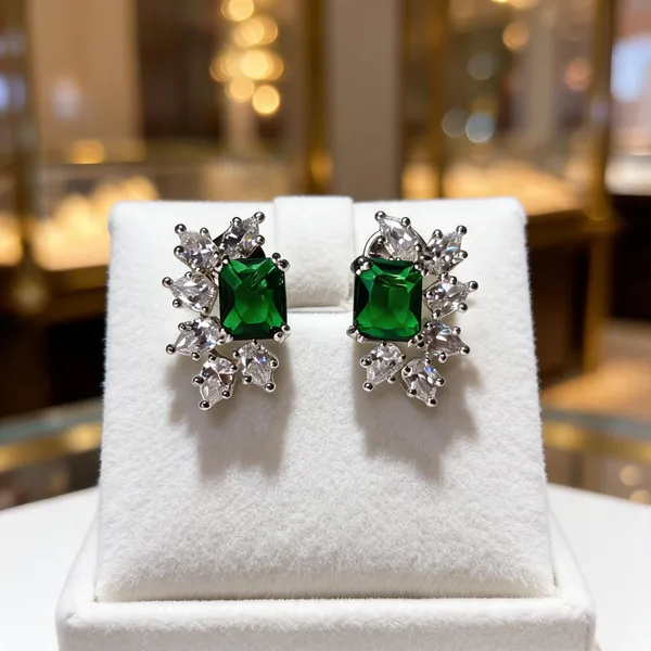White_And_Green_Metal_Alloy_Earring_For_Women