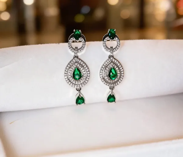 White_And_Green_Metal_Alloy_Earring_For_Women