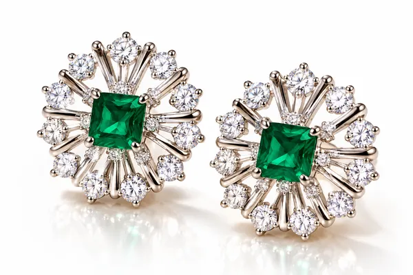 White_And_Green_Metal_Alloy_Earring_For_Women