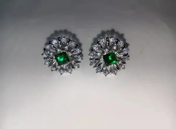 White_And_Green_Metal_Alloy_Earring_For_Women