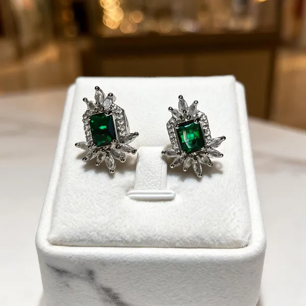 White_And_Green_Metal_Alloy_Earring_For_Women