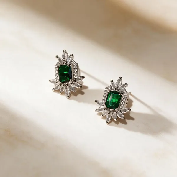 White_And_Green_Metal_Alloy_Earring_For_Women