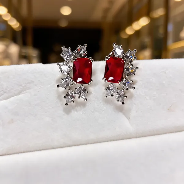 White_And_Red_Metal_Alloy_Earring_For_Women