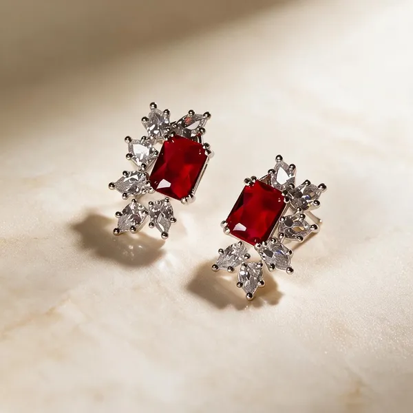 White_And_Red_Metal_Alloy_Earring_For_Women