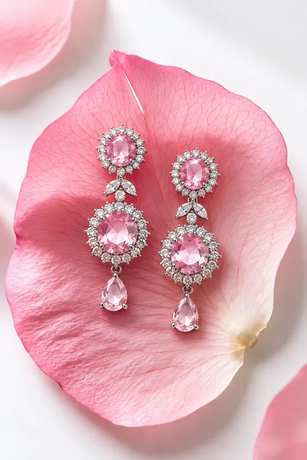 White_And_Pink_Metal_Alloy_Earring_For_Women