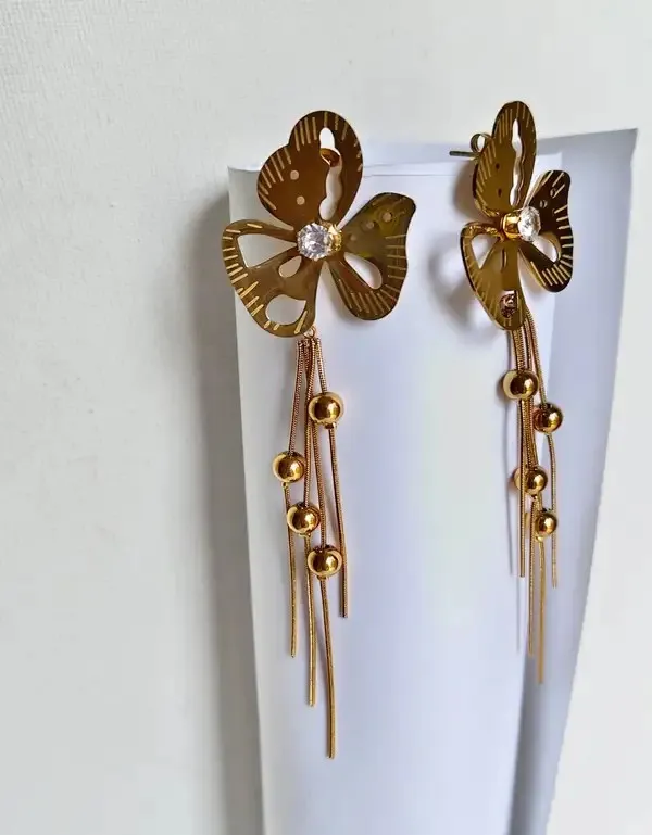 Gold_Metal_Alloy_Floral_Openwork_Chain_Drop_Earrings_For_Women