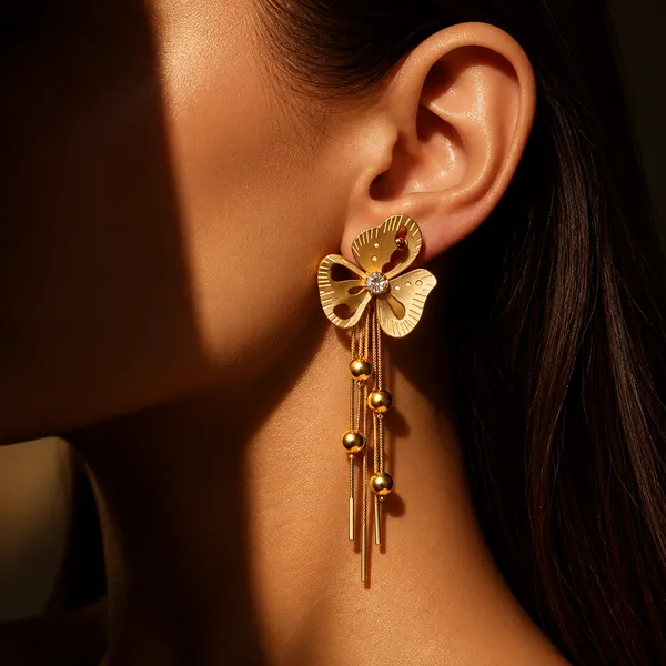 Gold_Metal_Alloy_Floral_Openwork_Chain_Drop_Earrings_For_Women