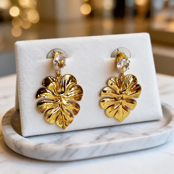 Gold_Metal_Alloy_Floral_Leaf_Drop_Earrings_For_Women