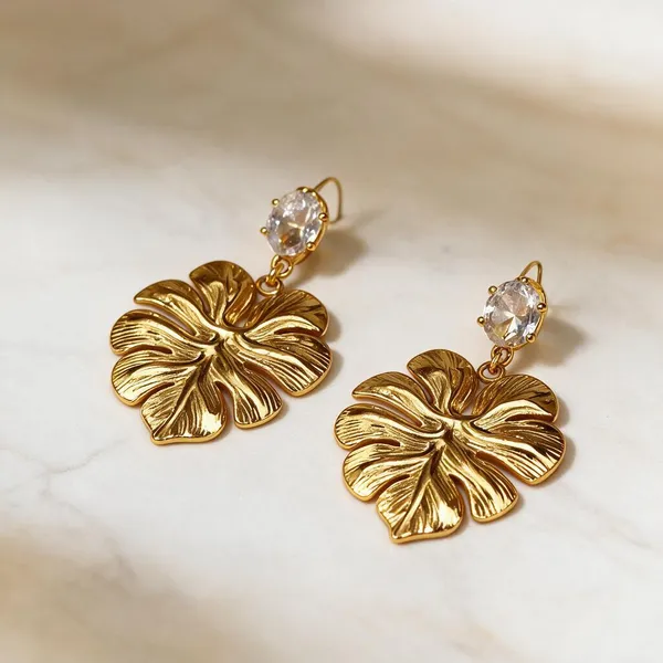 Gold_Metal_Alloy_Floral_Leaf_Drop_Earrings_For_Women