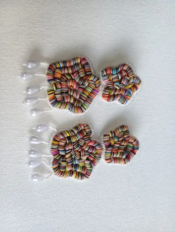 Multicolour_Handcraft_Woven_Textile_Teardrop_Drop_Earrings_For_Women